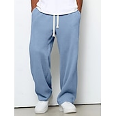  Męskie Spodnie dresowe z prostymi nogawkami Spodnie waflowe Ściągana na sznurek Siateczka Oddychający Pełna długość Codzienny Prosta Ciemnobrązowy Czarny Średnio elastyczny