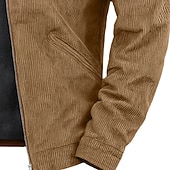 baratos Moletom com capuz de lã-Homens Moletom Full Zip Hoodie Veludo Cotelê Moletom de lã Moletom com capuz forrado de lã Azul Marron Verde Cinzento Com Capuz Tecido Zíper Desportos e Ar livre Casual Diário Roupa de rua Legal