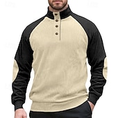 abordables Sudaderas Básicas_-Hombre Sudadera Pana Sudadera Con Capucha Sudadera con capucha y botones Albaricoque Vino Verde Ejército Azul Marino Marrón Cuello Mao Plano Retazos Deporte Casual Diario Ropa de calle Fresco Ropa
