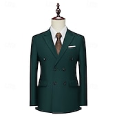 abordables Blazers Classiques pour Hommes-Homme Blazer Affaires Cocktail Fête de mariage Mode Occasionnel Printemps Automne Polyester Uni Avec Poches Boutons Confortable Double Boutonnage veste Noir Blanche Jaune Rose Claire