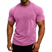 economico magliette di base-SoftFade™ Maglietta da Uomo T-Shirt Tee Top Manica Corta Maniche Corte Collo Alto Estate Colore Solido Vintage Garment Dyed Lavato Casual Vacanze Street Blu Viola Top Tee per Uomini