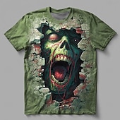 levne Halloween trička-Halloween Pánské 3D tisk Zombie 3D Tričko Krátký rukáv tričko 3D tisk Tričkový Košile Přehnaný Designové Horor Párty ulice Dovolená Zelená 1# Zelená 2# Zelená 3# Léto Jaro Celý rok Oblečení S M L XL
