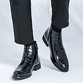 economico Stivali da vestiti-stivaletti chelsea da uomo neri lucidi con finitura lucida, eleganti scarpe eleganti slip-on per eventi formali, abbigliamento da ufficio e occasioni speciali