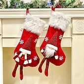 abordables Ornements-Bas de Noël à longues jambes, bas tricotés sans visage, vieux homme, bas décoratifs en tissu doux rouge et vert, idéal pour les fêtes de Noël et du Nouvel An