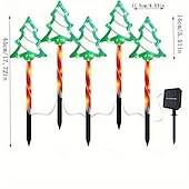 abordables luces navideñas al aire libre-Luces solares para árbol de Navidad con 5 enchufes para insertar en el suelo, luces decorativas para jardín al aire libre, luces festivas para Navidad.