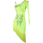 זול שמלת תחרות-שמלות ריקודים סלוניים לטיניים לנשים גדיל סלסה רומבה צ&#039;ה צ&#039;ה מסיבת תחרות שמלת גדילים