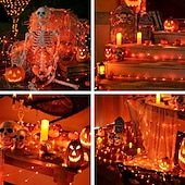 abordables Guirlandes lumineuses à piles-Lot de 2 guirlandes lumineuses à 200 LED, 20 m/66 pieds, pour Noël, Halloween, mariage, fête, festival, décoration intérieure et extérieure, avec boîtier à piles étanche AAA et télécommande