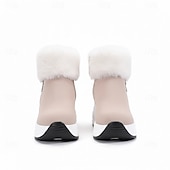 お買い得  雪と冬のブーツ-女性用 ブーツ プラスサイズ 冬用ブーツ 日常 純色 フリースライナー ブーツアンクルブーツ ジッパー ウエッジヒール ラウンドトウ コンフォートシューズ フェイクスエード ファスナー ブラック ベージュ グレー