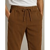 economico Sciolto-Per uomo Pantaloni in velluto a coste Pantaloni Pantaloni Eleganti Pantaloni Larghi Coulisse Tasca Frontale Semplice Comodità Lunghezza intera All&#039;aperto Casa Feste Vacanza Moda Nero Blu marino