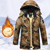 billige Fleece og 3 i 1 jakker-Herre Turjakke Fleece-jakke Pufferjakke Termisk sett Bomull Vinter utendørs Kamuflasje Hold Varm Topper Grønn Kakifarget