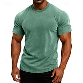 economico magliette di base-SoftFade™ Maglietta da Uomo T-Shirt Tee Top Manica Corta Maniche Corte Collo Alto Estate Colore Solido Vintage Garment Dyed Lavato Casual Vacanze Street Blu Viola Top Tee per Uomini