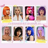 baratos Perucas de festa-Peruca bob azul com franja curta e reta, peruca de cabelo sintético de 12 polegadas com aparência natural para uso diário em festas # azul bebê