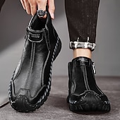 abordables Bottines-Homme Bottes Rétro Marche ancien Quotidien PU Confortable Bottes Mi-Mollet Mocassin Brun foncé Noir Gris Printemps Automne