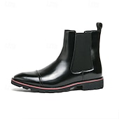 levne Boty Chelsea-Pánské hnědé chelsea boty z umělé kůže – klasické kotníkové boty s kulatou špičkou a pohodlnou podrážkou, stylové společenské boty do práce, na obchodní akce a formální příležitosti.