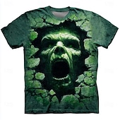 levne Halloween trička-Halloween Pánské 3D tisk Zombie 3D Tričko Krátký rukáv tričko 3D tisk Tričkový Košile Přehnaný Designové Horor Párty ulice Dovolená Zelená 1# Zelená 2# Zelená 3# Léto Jaro Celý rok Oblečení S M L XL