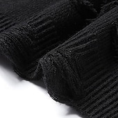 preiswerte Herrenpullover-Herren Pullover Strickpullover Gerippt Stricken Normale Oberteile Gestrickt Zerrissen Einfach Rundhalsausschnitt Mode Basic Urlaub Alltagskleidung Bekleidung Herbst Winter Schwarz Khaki M L XL