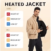 economico Giubbotti Casual-Giacca in pile da uomo, giacca riscaldata, formale, da casa, tascabile, autunno inverno, tinta unita, attiva, neutra, colletto della camicia, giacca nera kaki normale (batterie non incluse)