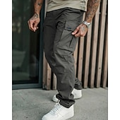 economico Pantaloni cargo-Per uomo Pantaloni Cargo Pantaloni Multi-tasche Tasca con Patta Semplice Indossabile All&#039;aperto Quotidiano Campeggio &amp; Escursionismo Moda Classico Nero Verde militare