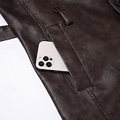 economico Trench da uomo-Per uomo Trench in finta pelle Cappotto da marinaio Trench Vacanza Quotidiano Primavera Autunno PU Antivento Capispalla Abbigliamento Moda Classico Semplice Tasca Bavero Monopetto