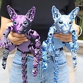 economico Statue-Decorazione realistica di un gatto snodato stampato in 3D, gatto sphynx stampato in 3D, animale antistress, scrivania, ufficio, arredamento per la casa, per amanti dei gatti e collezionisti.