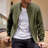 preiswerte Faux-Suede-Jacken-Herren Imitat-Lederjacke Freizeitjacke Urlaub Täglich Warm Tasche Herbst Winter Einfach Mode Klassisch Stehkragen Regulär Schwarz Marineblau Meeresblau Braun Armeegrün Jacken