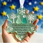 cheap Ornaments-Snowflake Shaped Acrylic Snowflake Sea Glass Friendship Christmas Ornament Unique Friendship Keepsake Coastal Winter Xmas Tree Decoration Ideal Gifts for Best Friends