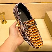 preiswerte Freizeit-Loafer-Herren-Loafer in Rot und Orange mit Schlangenmuster – Partyschuhe mit exotischem Muster zum Hineinschlüpfen für formelle Anlässe, Hochzeiten und das Nachtleben