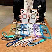 お買い得  iPhone用ケース-電話 ケース 用途 iPhone 17 Pro Max 17 Air 16 15 14 Pro Max Plus 13 Pro Max バックカバー ストラップ付き ワイヤレス充電をサポート キックスタンド レトロ風 TPU アクリル