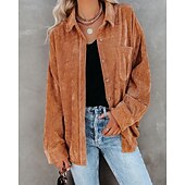 billiga casual jackor-Dam Sherpajacka Bekväm Andningsfunktion Ficka Elegant Ledigt Slät Semester Gata Ledigt Dagliga kläder Enkelknäppt Normal Nedvikt Normal Långärmad Ytterkläder Vit Rodnande Rosa Rubinrött Vår Höst