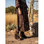 levne Cowboy &amp; Western Boots-dámské boho třásňové kotníkové boty s kouzlem lapače snů, ideální na festivalové nošení i běžné outfity