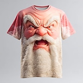 levne Santa Claus oblečení-Vánoce Pánské Ježíšek 3D  komiks Tričko Krátký rukáv tričko 3D tisk Tričkový Košile Denní Designové umělecké Dovolená Párty ulice Bílá 1 Červená 3 Rubínově červená Celý rok Oblečení S M L XL XXL XXXL