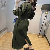 abordables Robes sweat à capuche-Femmes Robe Midi Robe à Capuche Mode Moderne Quotidien Week-end Coupe régulière Uni manche longue Col ras du cou Noir Blanche Gris Printemps Automne
