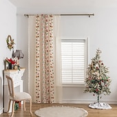 billiga Julkök-Julbroderade utskurna gardiner, julgardiner för vardagsrum och sovrum, färdiga i europeisk-amerikansk stil