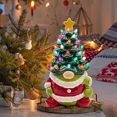 economico luci di Natale da interni-Albero di Natale nano in resina a LED con piccola foglia, luce per interni, camera da letto, studio, sala da pranzo, luce decorativa da tavolo, luce pendente, prop, batteria AAA, scatola da 8,6 * 4,7