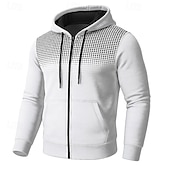 economico Felpa con cappuccio in pile-Per uomo Felpa con cappuccio Felpa con cappuccio a zip intera Felpa con cappuccio in pile Felpa con cappuccio foderata in pile Nero Bianco Rosso Blu Grigio scuro Con Cappuccio Semplice Blocco di