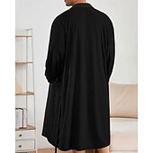 billiga Pyjamas-Herr Pyjamas Sovkläder Badrock Slät Mode Stylish Klassisk Hem Dagligen Säng Polyester Komfort Mjuk V-hals Långärmad Ficka Inkl. bälte Vår Höst Svart Vit