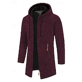 olcso Férfi Trench kabát-Férfi Felöltő Ballonkabát Hosszú Trench kabát Vakáció Napi Tavasz Tél Poliészter Szélbiztos Melegen tartani Felsőruházat Ruházat Divat Klasszikus Sima Zseb Kapucni Cipzár