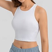 tanie Biustonosze sportowe i kamizelki-Damskie Biustonosz typu racerback Czołg Wyściełany Bez rękawów Top Athleisure Jesień Solidne kolory Wysokie podpory Oddychający Siłownia Bieganie Zdatność Odzież sportowa Odzież sportowa Czarny Biały