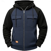 abordables Sudadera Táctica-Hombre Sudadera Sudadera con capucha y cremallera completa Sudadera con capucha y diseño de gofres Sudadera táctica con capucha Táctico Verde Ejército Azul Marino Marrón Caqui Gris Con Capucha Plano
