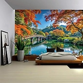 cheap Wall Tapestries-Tapestry Blanket Wall Hangings Landscape Nature Bridge Lake 3D Bedroom Living Room Dorm Teens Room College Dorm Guys Man Cave Frat Bedroom Home Decor