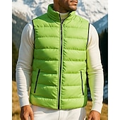 billiga Vests-Men's Hiking Vest Puffer Vest Winter Autumn / Fall Outdoor Thermal Warm Lightweight Vest Hunting Fishing Climbing Black Army Green Burgundy Blue Green