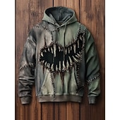 Halloween Men's Graphic Monster Hoodie Fashion Daily Hooded Vacation Party Streetwear Black / Green Printing Fall Winter Designer4