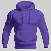levne pánské základní mikiny s kapucí-Pánské Kapuce Černá Bílá Žlutá Světlá růžová Fialová Kapuce Bez vzoru Kapsy Sporty a outdoor Denní Dovolená Polyester Šik ven Základní Na běžné nošení Jaro Podzim Oblečení Mikiny s kapucí Mikiny