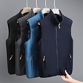 Χαμηλού Κόστους Gilets-Ανδρικά Γιλέκο Fleece Veste Gilet ΕΞΩΤΕΡΙΚΟΥ ΧΩΡΟΥ Καθημερινά Μοντέρνα Καθημερινό Φθινόπωρο Χειμώνας Τσέπη Πολυεστέρας Διατηρείτε Ζεστό Σκέτο Φερμουάρ Όρθιος Γιακάς Κανονικό