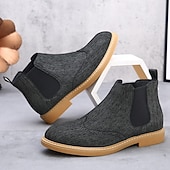 abordables Bottes de Chelsea-Bottines Chelsea grises pour hommes avec détails brogue à bout d&#039;aile, style vintage élégant pour les mariages, le travail et les occasions semi-formelles