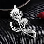 cheap Pins and Brooches-Brooches Classic Flower Fashion Simple Brooch Jewelry Silver For Wedding Party Gift Engagement Prom Festival