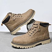 Недорогие Рабочие ботинки-Классические мужские рабочие ботинки для улицы – прочные ботинки на шнуровке с нескользящей подошвой и амортизирующей стелькой для строительства, сельского хозяйства и повседневной носки