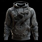 Недорогие Животный принт-Муж. Дракон 3D Толстовка Круто Для вечеринки Длинный рукав Вырез под горло Уличная одежда Для клуба Синий Желтый Красный Серый Кулиска Осень Зима Дизайнер S M L XL XXL XXXL