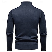 preiswerte Herrenpullover-Herren Pullover Strickpullover Gerippt Stricken Normale Oberteile Gestrickt Einfach Rollkragen Mode Basic Urlaub Alltagskleidung Bekleidung Herbst Winter Wein Schwarz S M L