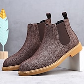 economico Stivali Chelsea-stivali chelsea da uomo color cachi, stile casual e leggero alla caviglia con soffietti elastici, per l'ufficio, le uscite del fine settimana e il comfort quotidiano